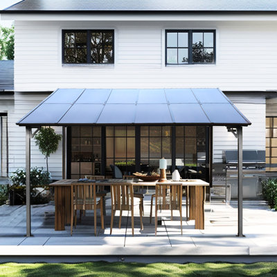 Pergola extérieure en métal de 3 m x 3,6 m avec toit, pour patio, terrasse, jardin - Robuste et résistante aux égratignures