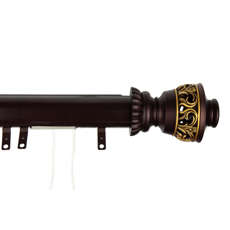 Siebert Adjustable Single Curtain Rod, 30" - 48" W, Cocoa