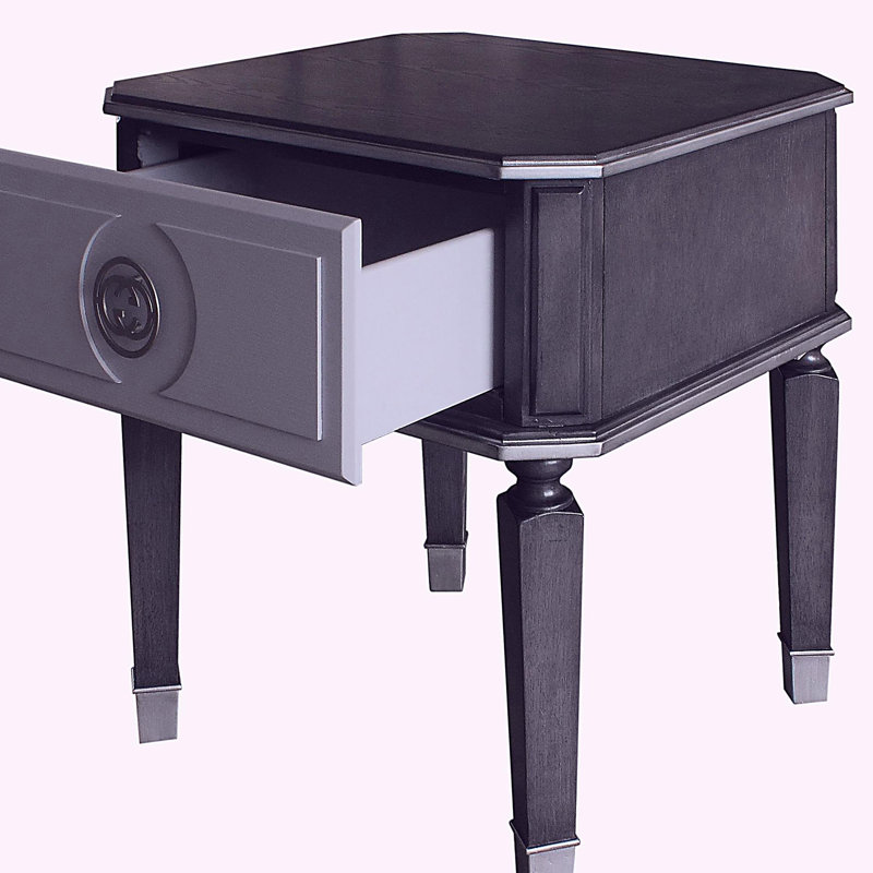 Carbon gray and light gray drawers side table