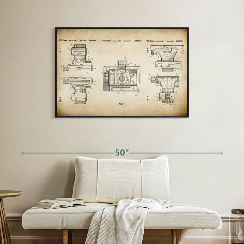 Automatic Focus Camera Patent, 40" X 27", Floating Frame Black