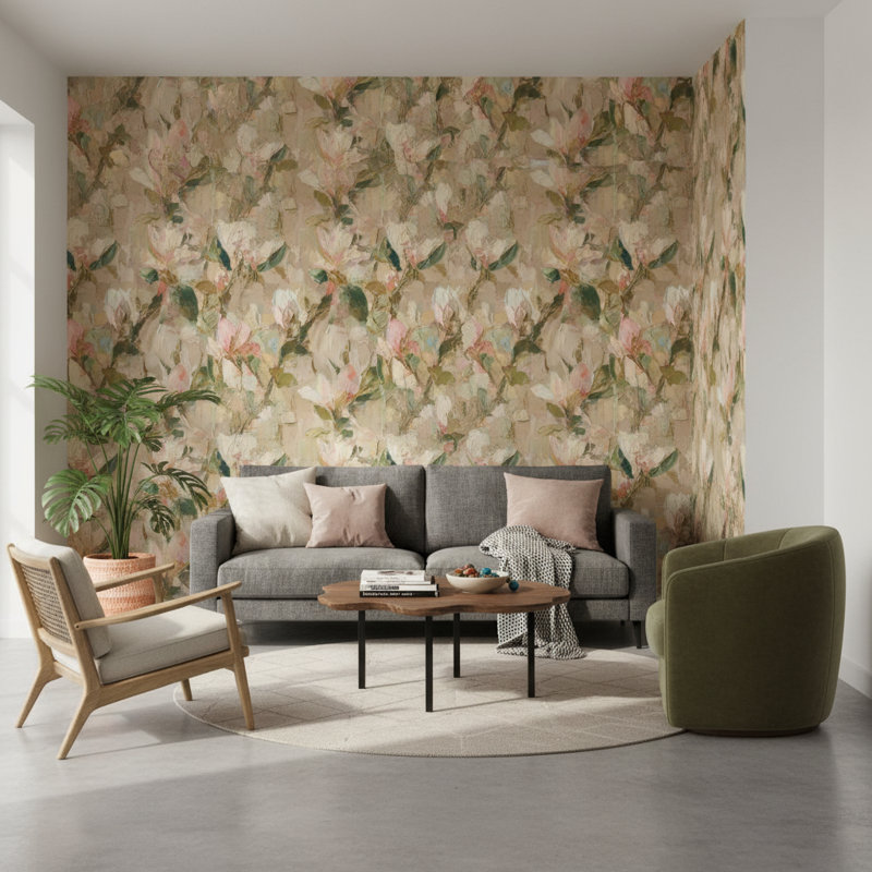 Papier peint floral abstrait, murale décorative moderne