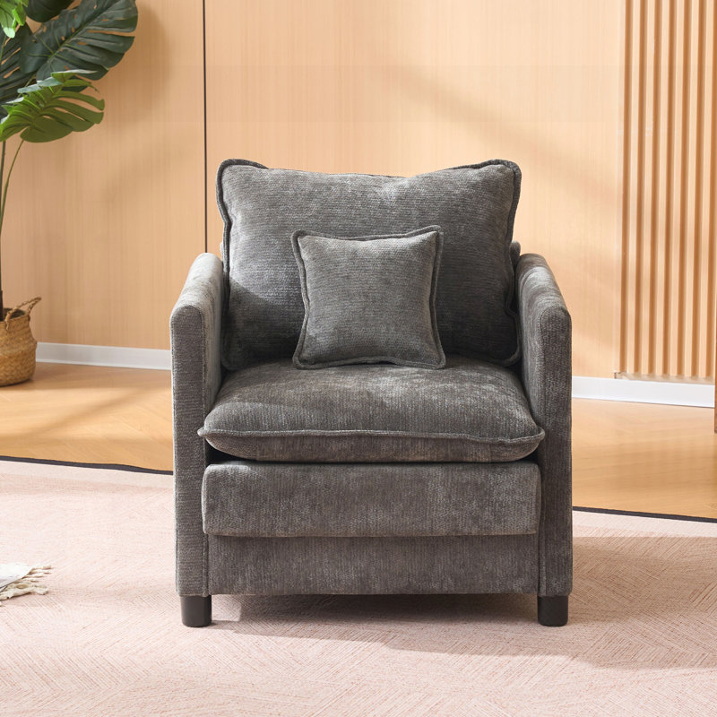 Chaise de salon moderne simple avec fauteuil rembourré épais et ensemble de 3 coussins pour un usage intérieur