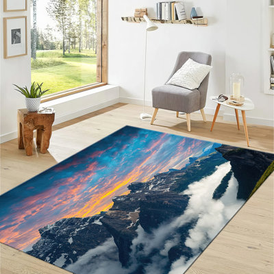 Floral Medley Non-Woven Soft Type Printed Rug Perfect for Adding a Touch of Nature-Inspired Beauty to Your Home Decor