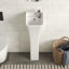 Lavabo de salle de bain à piédestal de petite taille en céramique Deveralley 11 po x l 13 po x H 35 po avec trop-plein Deervalley