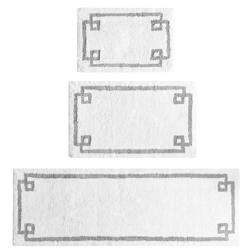 Tapis pour salle de bain 100% coton avec envers antidérapant Evan , L 24 po x L 40 po, Blanc