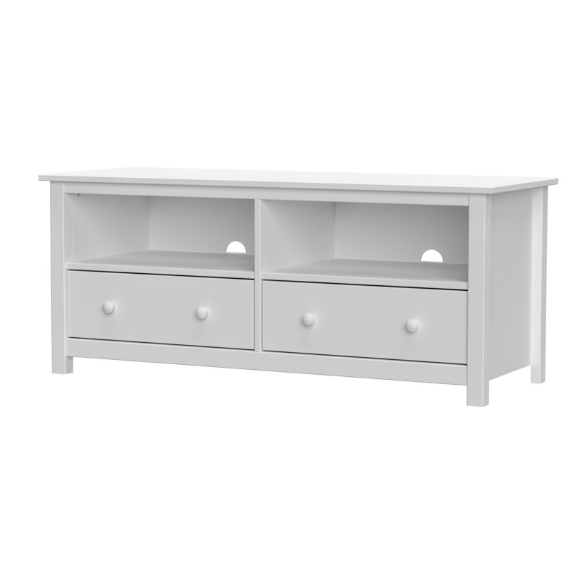 Albrecht Solid Wood TV Stand 55" with 2 Drawers and Ample Storage, White