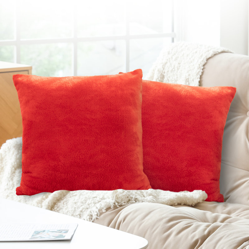 Coussin décoratif, Rouge, H 18 po x l 18 po