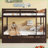 Full Over Full Rubber Wood Convertible Bunk Bed with 2 Drawers, No Box Spring Needed, Espresso-725510324-725510326