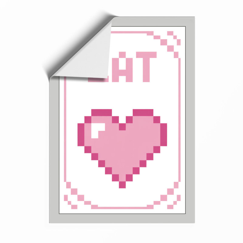 Pixel Heart Love Retro - Framed Print, A4 - 29.7 x 21.0 cm, Unframed