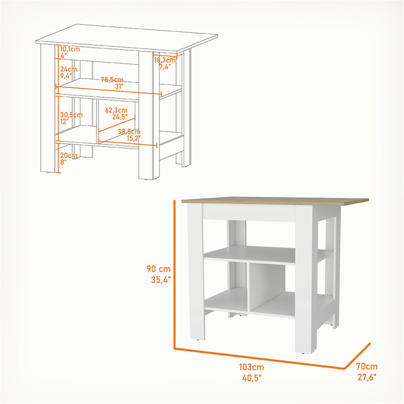 Versatile Pompeya Kitchen Island with Abundant Storage and Functionality