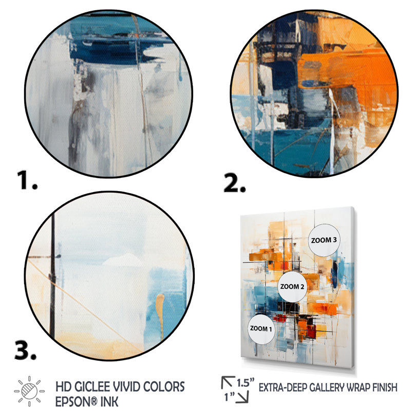 Colorful Mid Century Retro Reflections III - Abstract Midcentury Framed Prints, 40" H x 30" W, Wrapped Canvas, No Frame