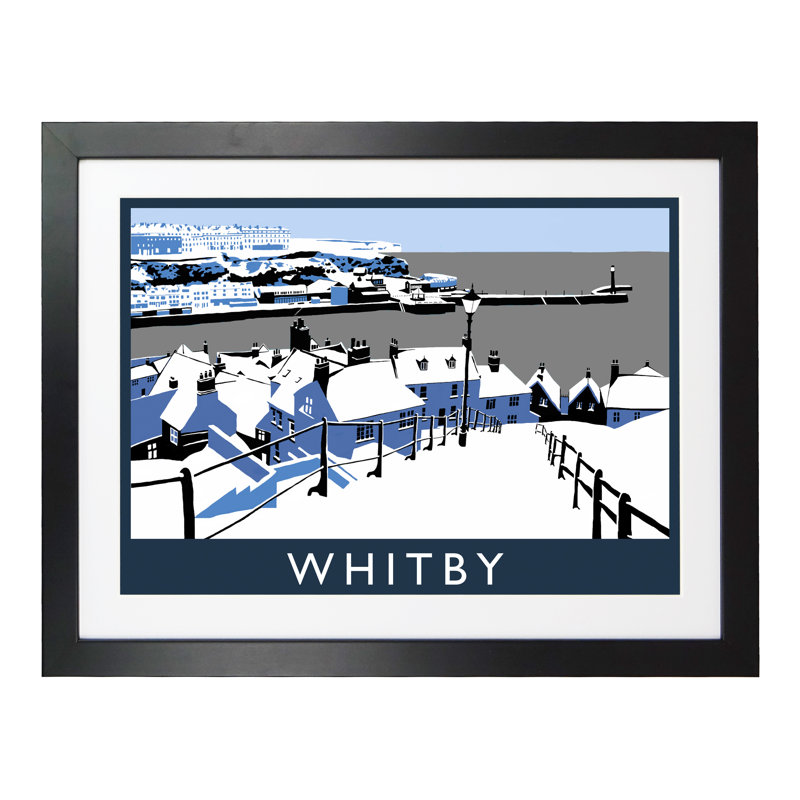 Whitby in Snow 1 Piece Wall Art, 44 cm H x 54 cm W x 2.2 cm D, Black Wood Frame