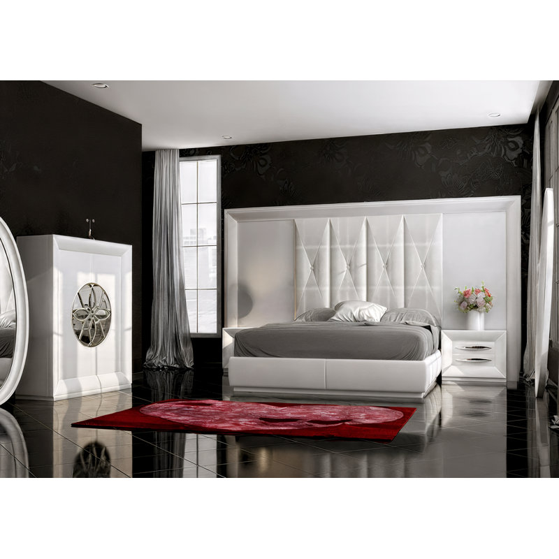 Lit tapissier standard Annalya, Haute brillance, Grand