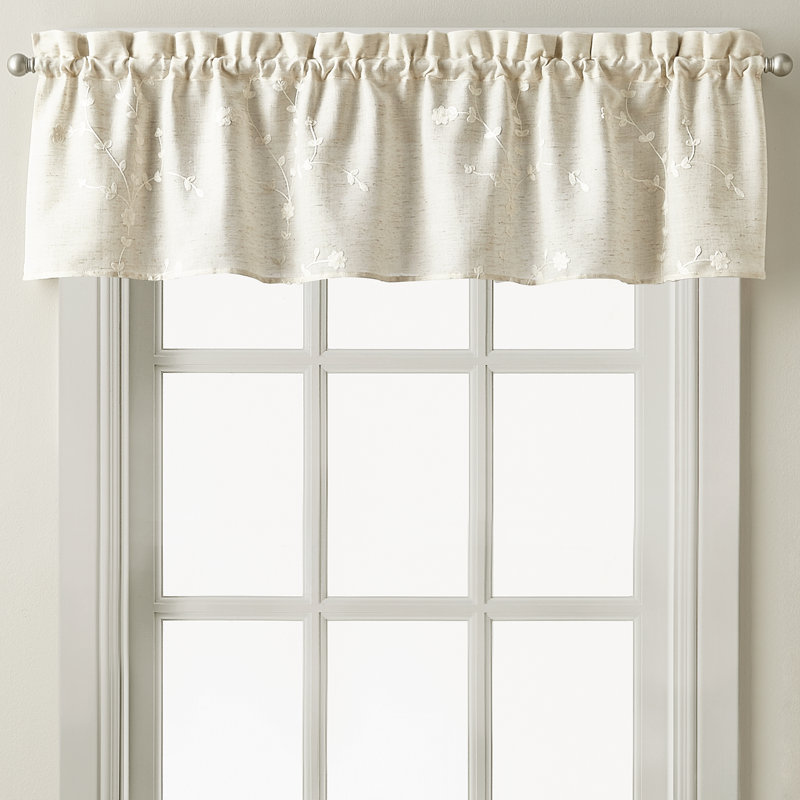 Jamison Floral Tailored 56'' W Window Valance, Linen