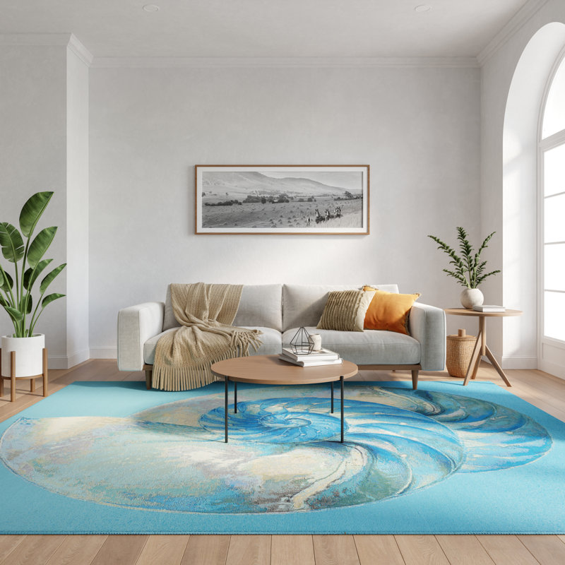 Nourison Color Splash 7'10" x 9'10" Blue Ivory Coastal, Nautical & Beach Rug, Rectangle 7'10" x 9'10"