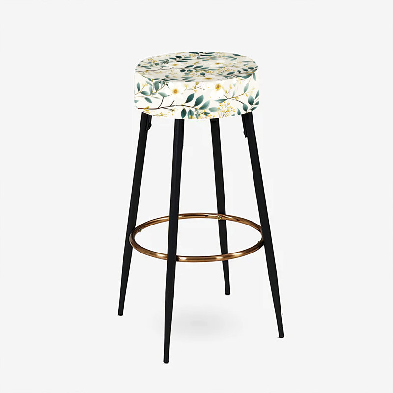 White Poppies Minimalist Floral Elegance VII - Ensemble de 2 tabourets de bar floraux