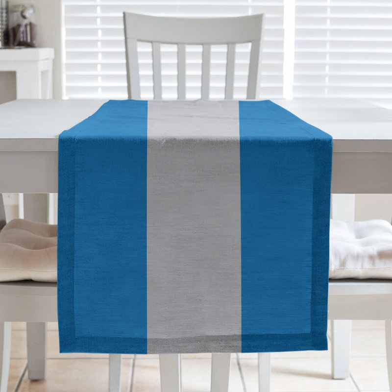 Chemin de table basket New York, L 90 po x l 16 po, Bleu / argenté / bleu, Polyester sergé
