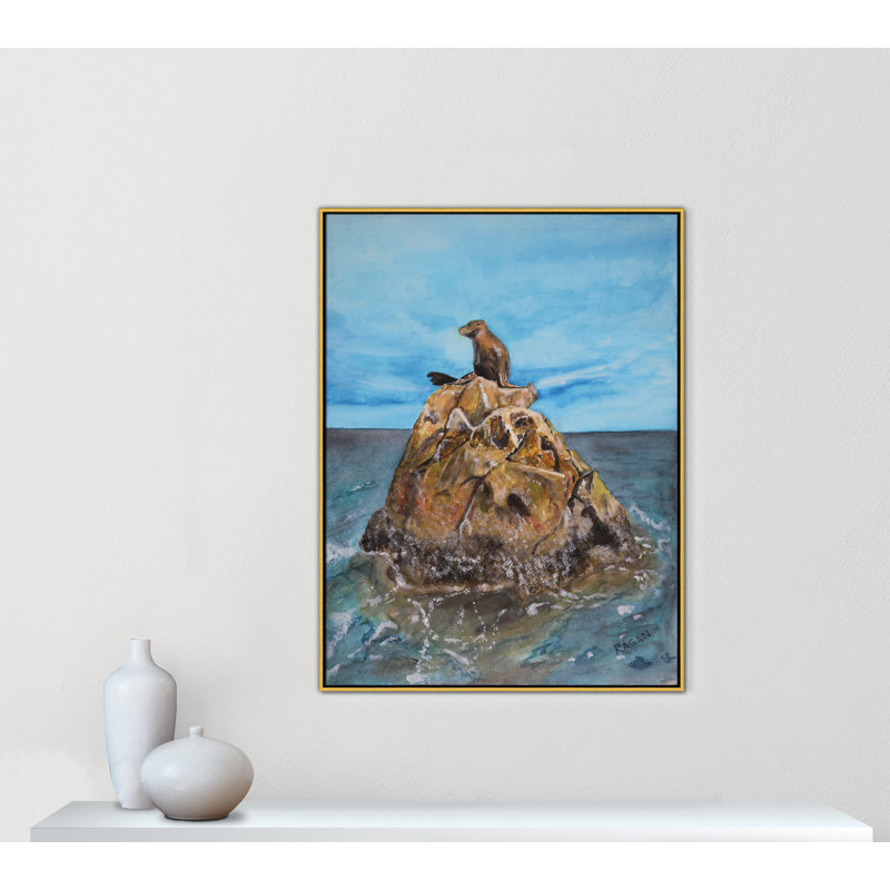 Imprimé Rashebia Seal Rock par Mike Ragan pour, H 49,5 po x l 37,5 po, Doré