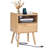 Rattan Nightstand End Table with Open Shelf Boho Bedside Table-1956114072