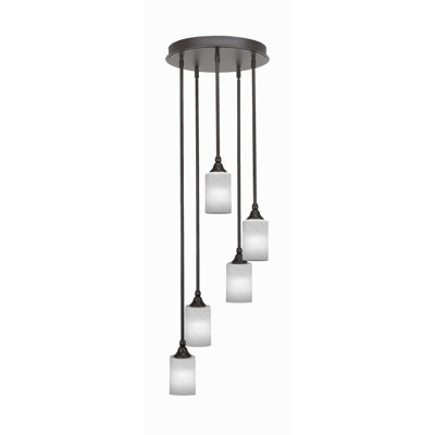 Luminaire suspendu suspendu en grappe à 5 lumières Candis avec verre blanc de 4 po Candis