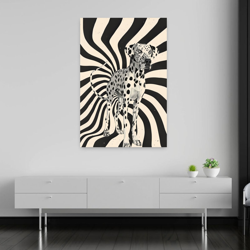 Art hypnotique dalmatien abstrait contemporain, H 60 po x l 40 po