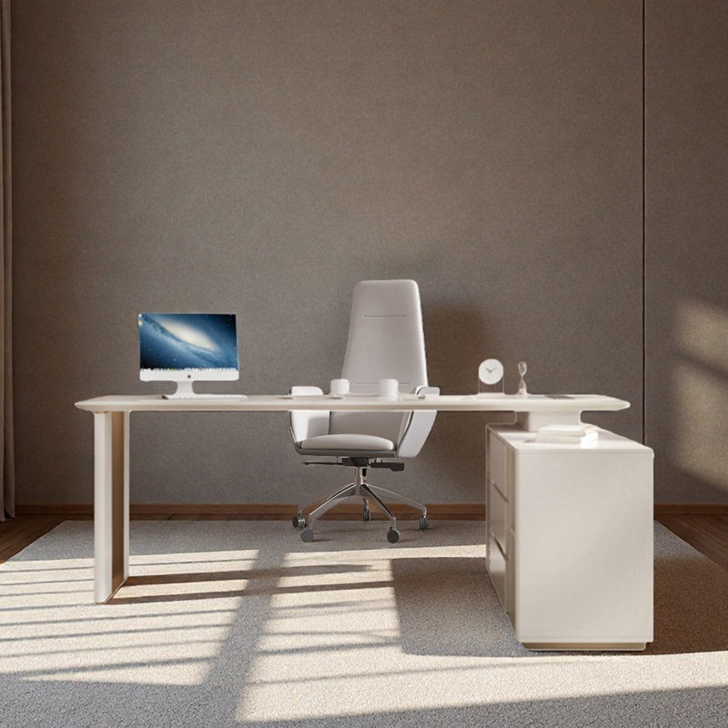 Bureau simple avec tiroir pour ordinateur, H 29,53 po x l 70,87 po x P 47,24 po, Crème, crème
