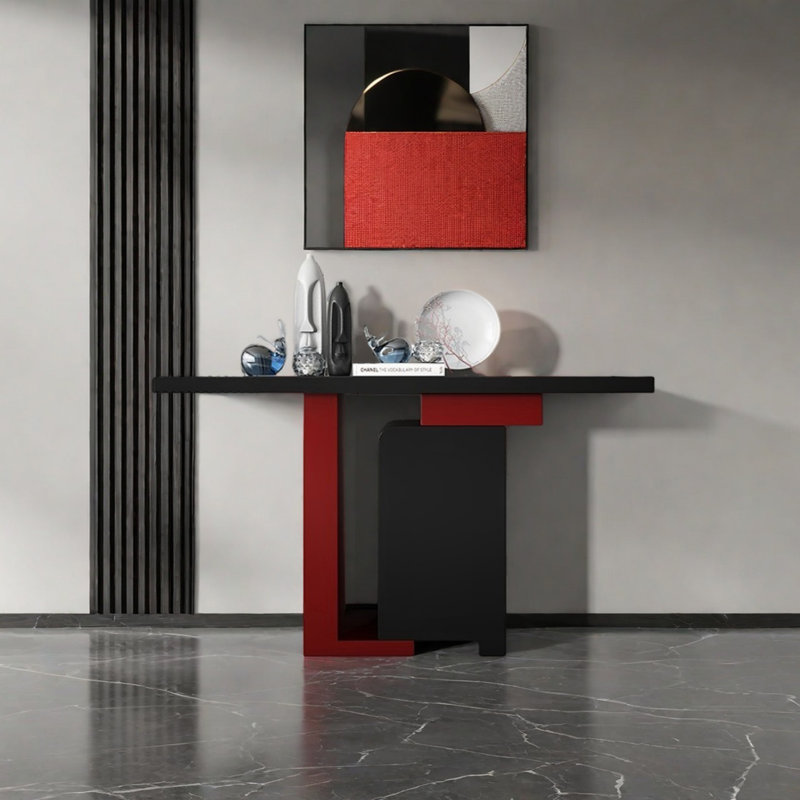 Console Modern Minimalist Art, H 33,46 po x l 43,31 po x P 15,75 po, Noir / Rouge