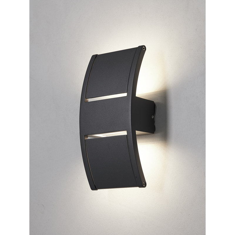 Eirny 25cm H Integrated LED Outdoor Armed Sconce, Grey