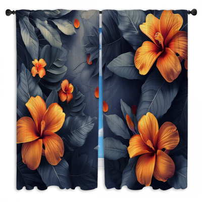 Rideaux de fenêtre Hibiscus Blooms Floral Southwestern - 2 panneaux