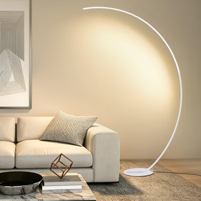 Lampe sur pied arquée DEL avec télécommande, lampe sur pied à intensité variable et 3 températures de couleur, lampe haute pour salon, chambre, bureau (blanc)