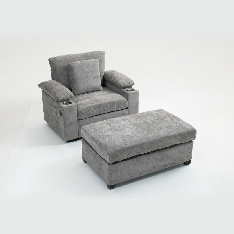 Chaise moderne surdimensionnée avec repose-pieds (chaise incluse seulement), Gris