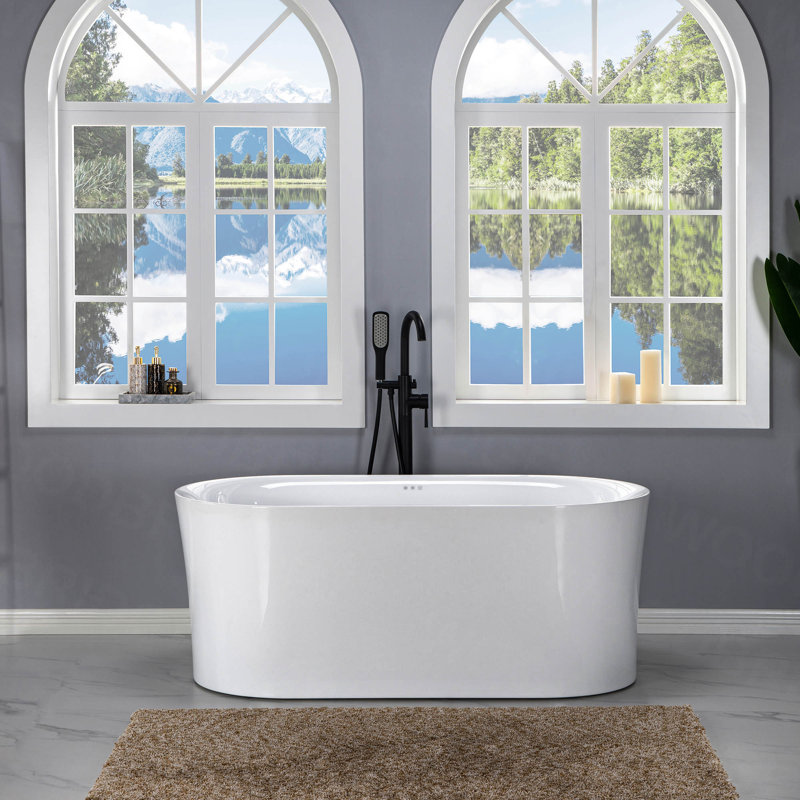 67" x 32" Freestanding Air Soaking Acrylic Bathtub with 208 Jets, 7 Colors LED Lights, Chromatherapy, Oil Rubbed Bronze