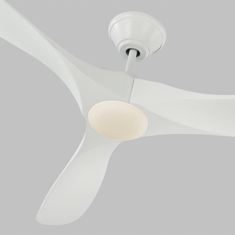 LED Downrod Ceiling Fan, Matte White with White Blades, 52 inches