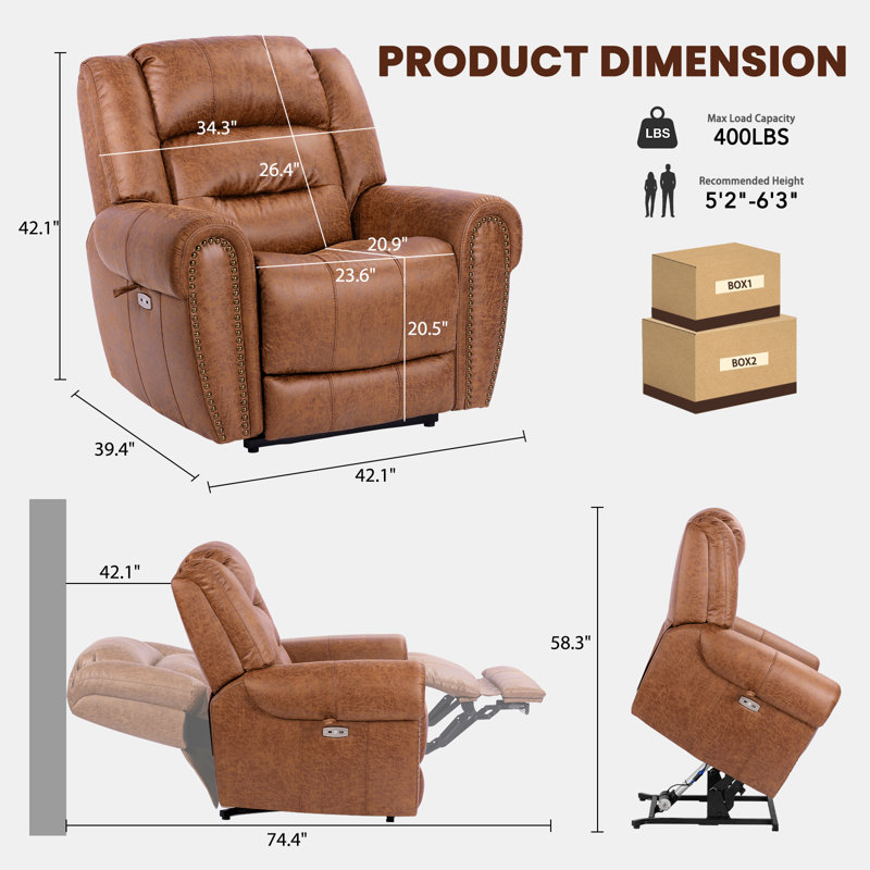 Fauteuil inclinable électrique EONIX Classics, Nut Brown