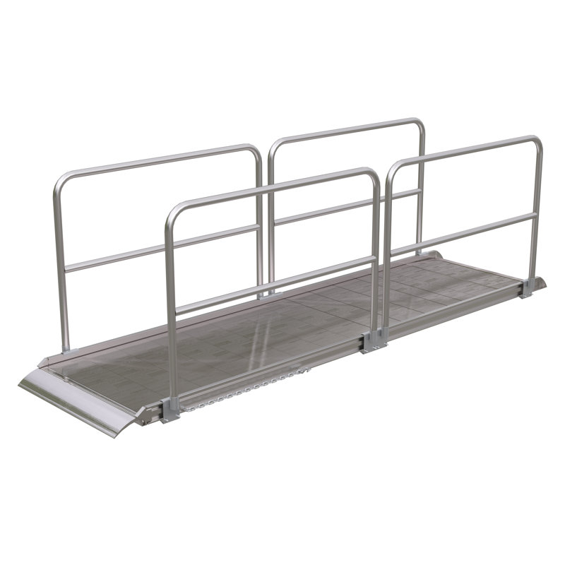 Vestil Manufacturing AWR-38-12A-HR 144 x 38 in. Aluminium Walk Ramp with Handrail Overlap
