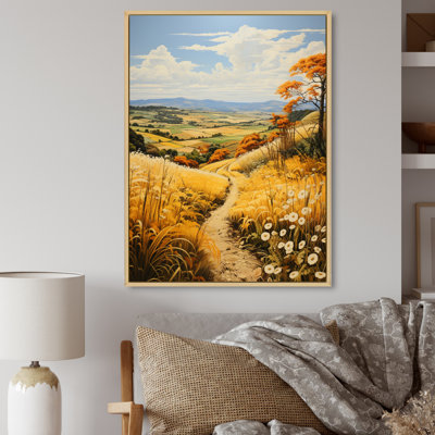 «Farm Harvesting Gold Pastoral I - Landscape & Nature», reproduction d'art sur toile