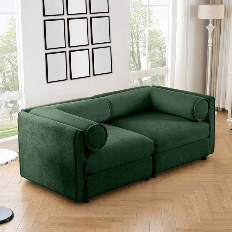 Canapé en chenille, H 27,9 po x l 75,5 po x P 37,4 po, 2, Vert