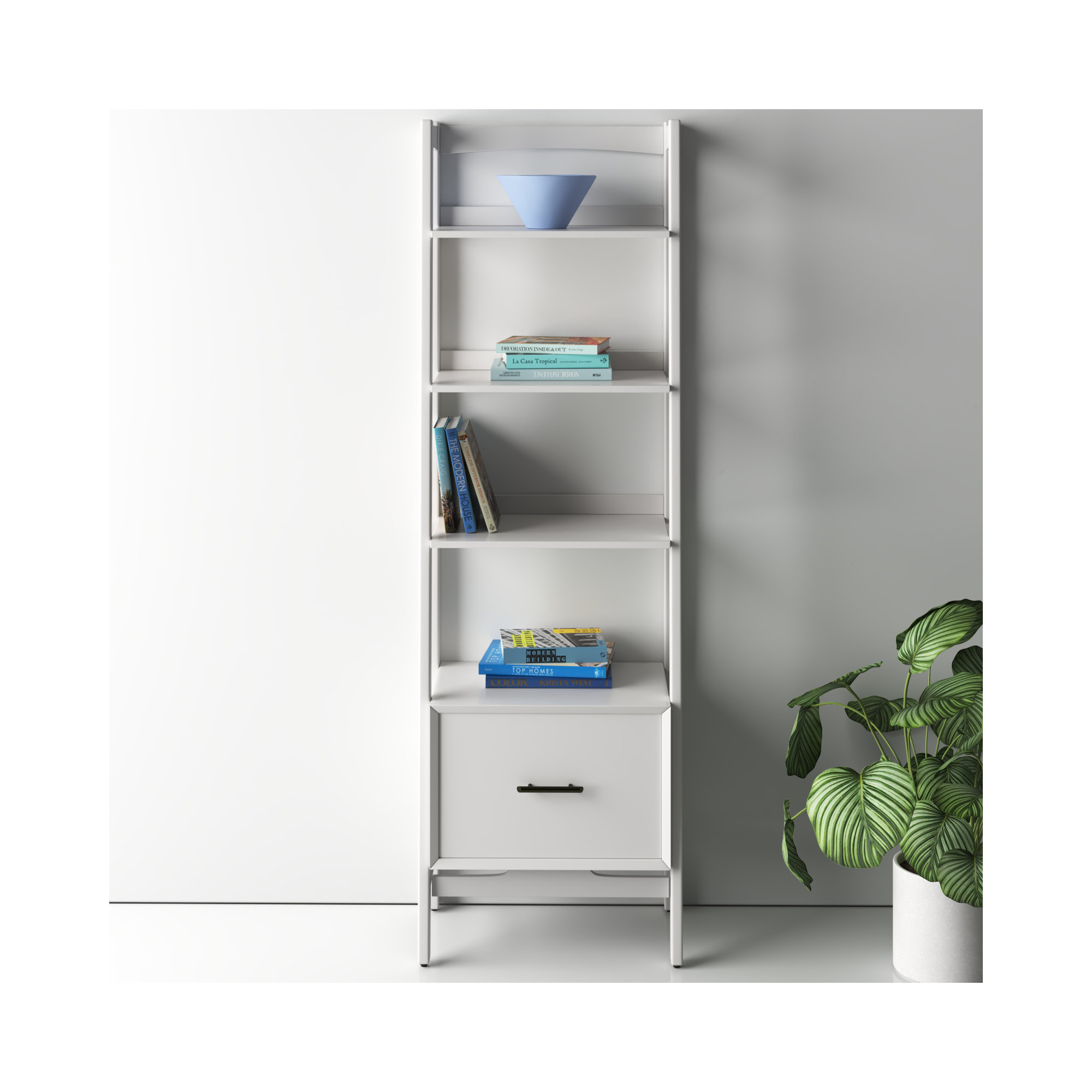 Stiles Etagere Bookcase, White, 70"H x 22"W x 15"D 