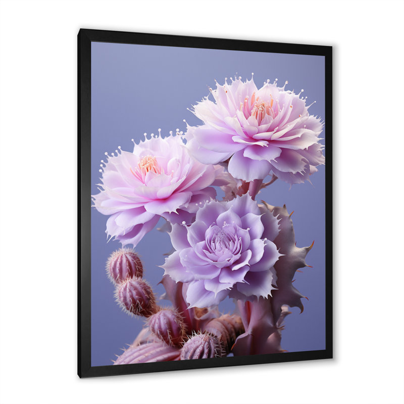 Crochet délicat subtil Torbart cactus rose II - impression, Cadre photo noir, H 32 po x l 16 po x P 1 po