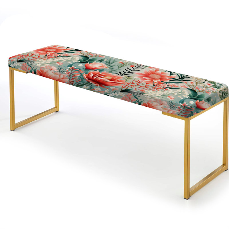 Banc floral rembourré or, Tropical Reef Adventure Pink Pattern