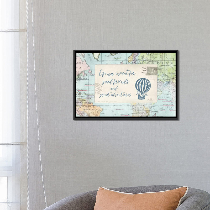 « travel posts iii », impression sur toile, H 18 po x l 26 po x P 1,5 po, Toile avec cadre noir, Pas de tapis