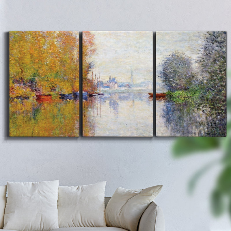 «The Tow Path At Granval», 1883, reproduction sur toile, 3 pièces, H 27 po x l 54 po x P 2 po
