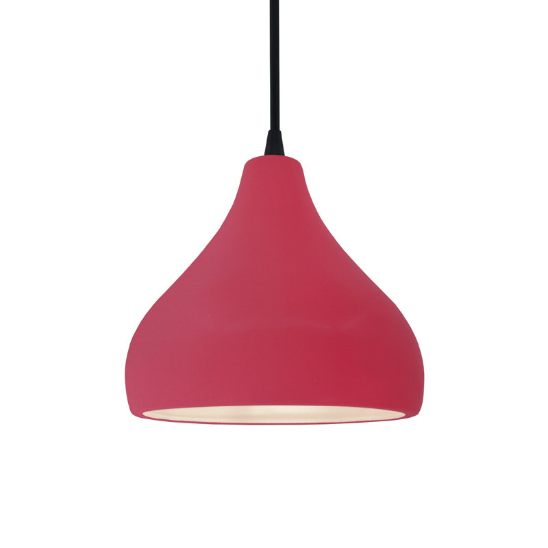 Luminaire suspendu à 1 lumière Meydan, H 7,25 po x l 8 po x P 8 po, Cerise, Noir mat