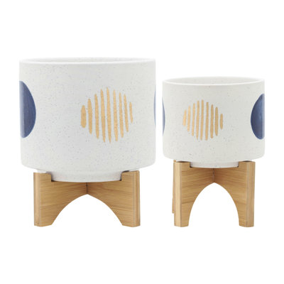 5/8" Funky Planter W/ Stand, White