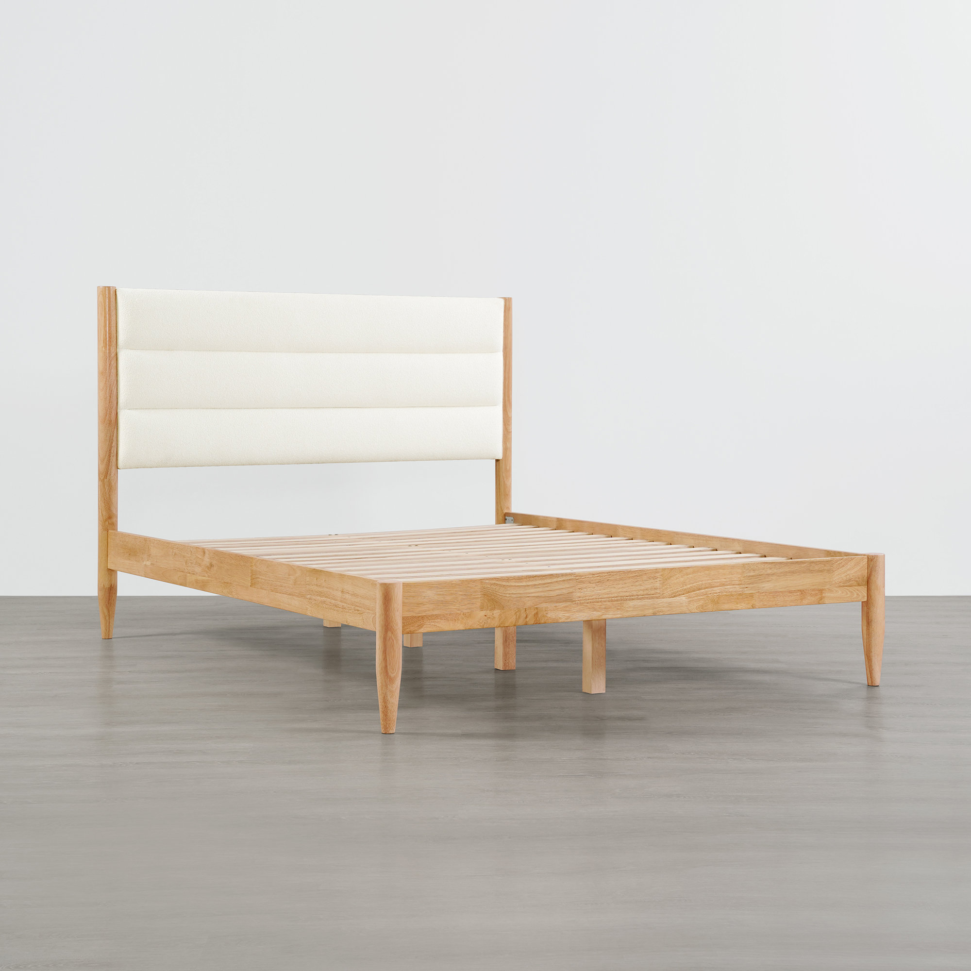 Ebern Designs Nasia Solid Wood Boucle Upholstered Headboard Bed Frame ...