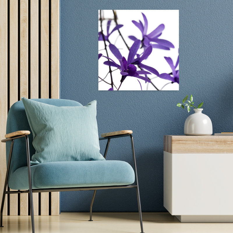 Art floral contemporain mauve, H 18 po x l 18 po