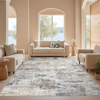 Dagmar Washable Boho Large Neutral Vintage Soft Rug Stain Resistant Distressed Farmhouse Non-Slip Indoor Floor Carpet for Bedroom Nursery Kids Office Dining Room