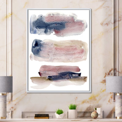 Beige rose et nuages bleus - peinture sur toile à cadre flottant