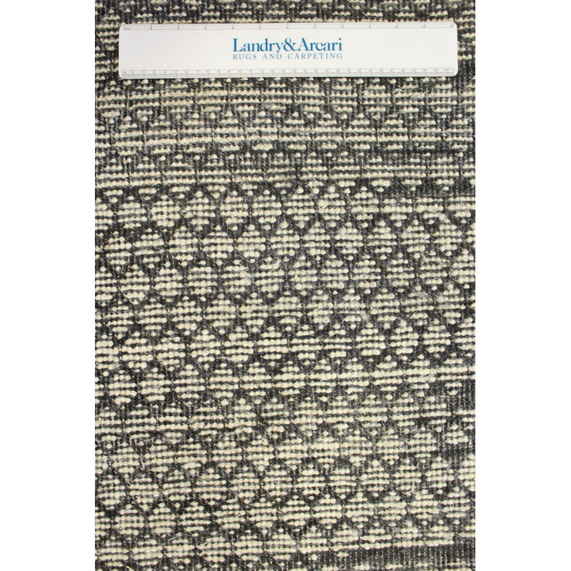 Tapis abstrait en laine fabriqué à la main gris / ivoire / gris anthracite Dew Drop, Rectangle 8 pi 3 po x 10 pi 5 po