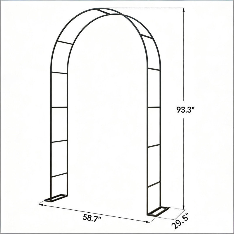 Tonnelle de jardin en acier noir avec base lestable, toile de fond de mariage minimaliste pour patio et terrain dur, H 93,3 po